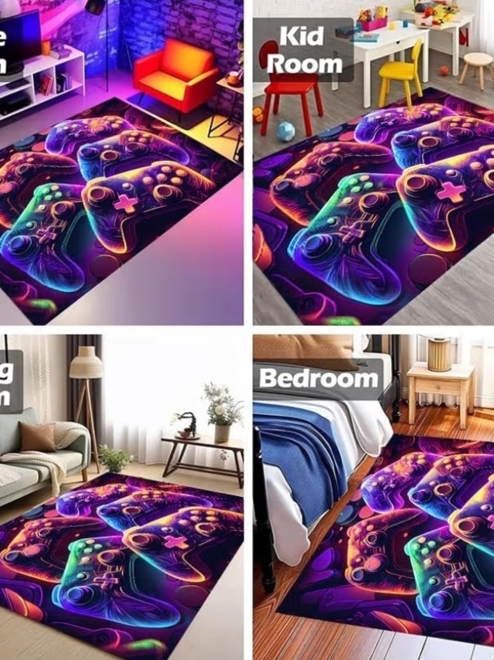 Neon Gaming Controller Throw Blanket - Blue & Purple - Picture 4 of 6